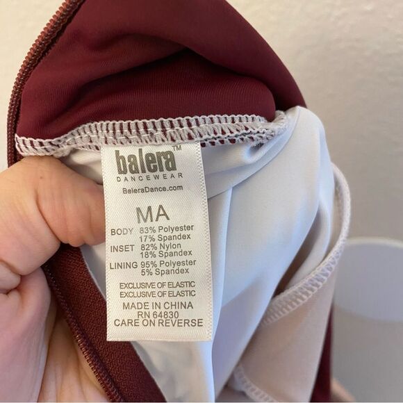 WEISSMAN Balera Dance Burgundy red Fierce Long Sleeve Leotard PL10477 MA - Picture 8 of 12